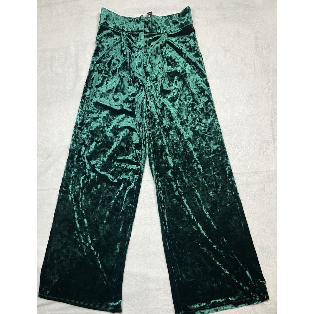Forever 21 Green Velvet Straight-Leg Pants